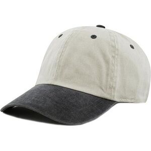 Unisex Beige & Black 100% Cotton Pigment Adjustable Size Baseball Six Panel Cap